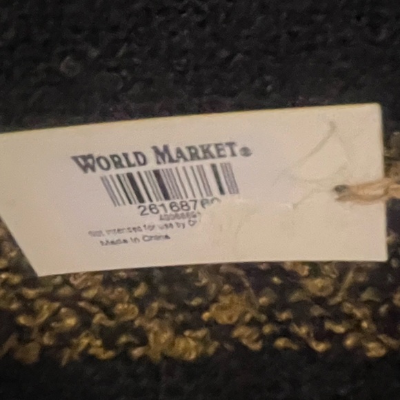 World Market One Size Poncho Knit Sweater Plaid Beige Fringe Turtleneck NWT - Picture 2 of 4